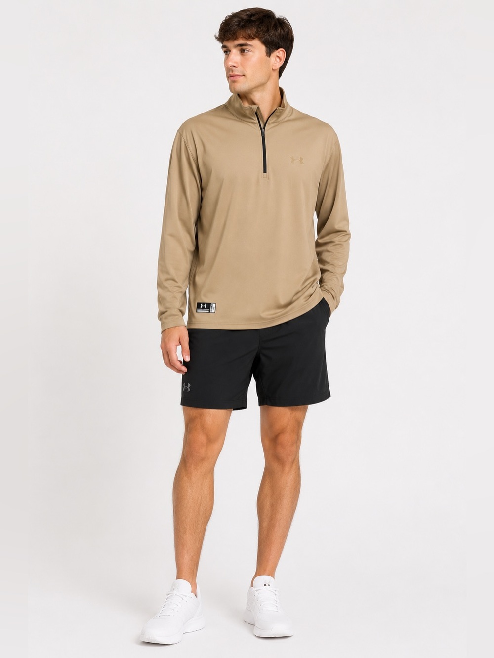 NEW Mens Under Armour ColdGear Tactical 1/4 Zip - Med - Tan- Mock Neck